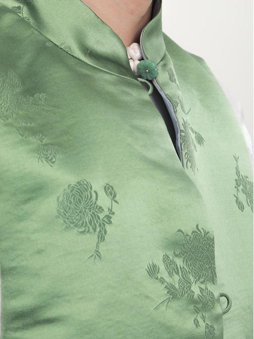 盛唐牡丹 |老工艺花蕾缎真丝马甲正反两穿 商品图8