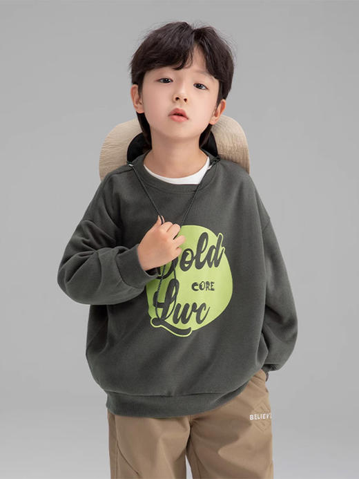 【字母印花卫衣！圆领潮流卫衣】男童卫衣春秋款儿童上装，圆领洋气打底上衣秋装潮，牛油果慕斯配色，大气潮流，柔软的面料，给孩子温暖的呵护lm 商品图2
