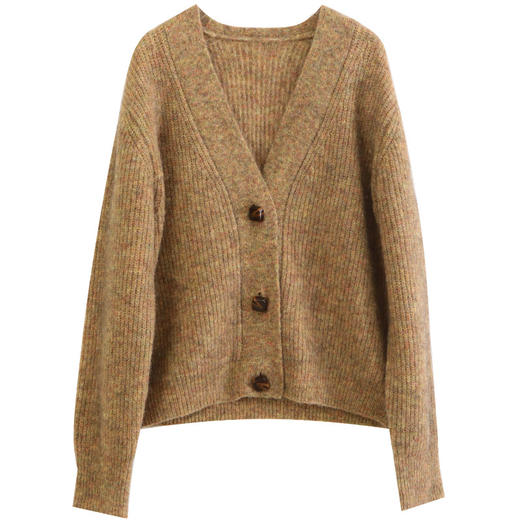 玳莎夹花马海毛开衫女2023年冬季新款宽松慵懒风V领针织衫外套  DD33313 商品图4