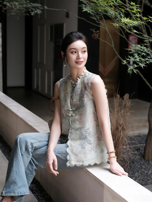 盛唐牡丹|真丝绡如意湖亭蕾丝马甲 商品图9