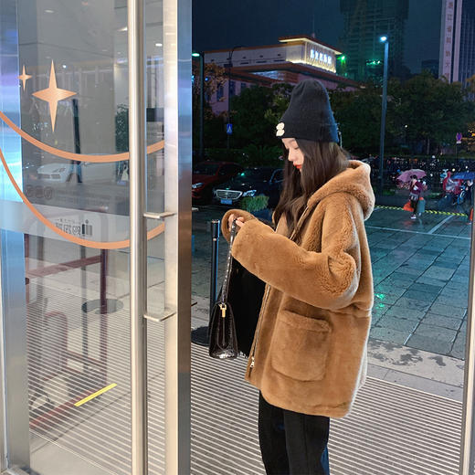 金蘑菇菇【今日特价树莓色小奶熊】软萌又休闲～可收腰哦 版型巨爱的毛绒外套 商品图14