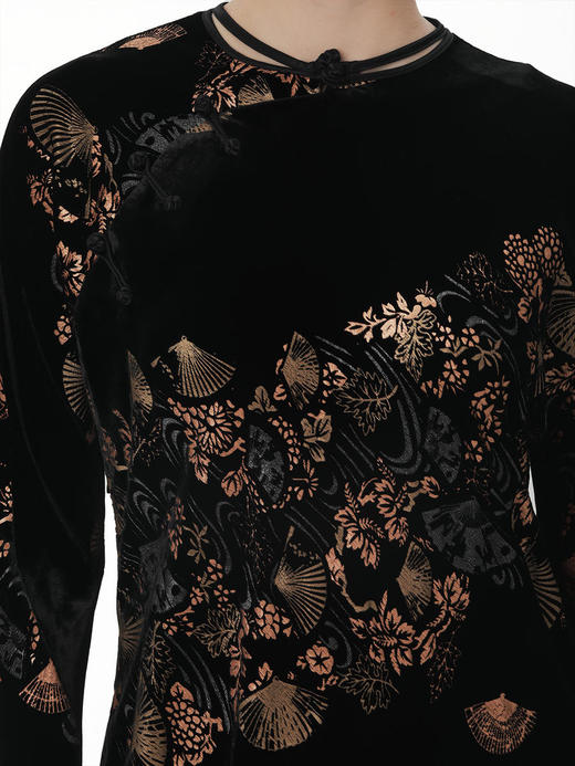 盛唐牡丹 |丝绒烫金改良旗袍裙 商品图10