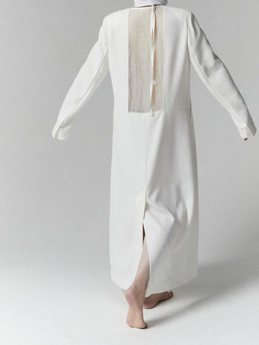 ranyepersonal｜coat 垫肩低胸系带后网纱拼接宽松西装大衣  [ 白LELUXE22CO01 ] 商品图5
