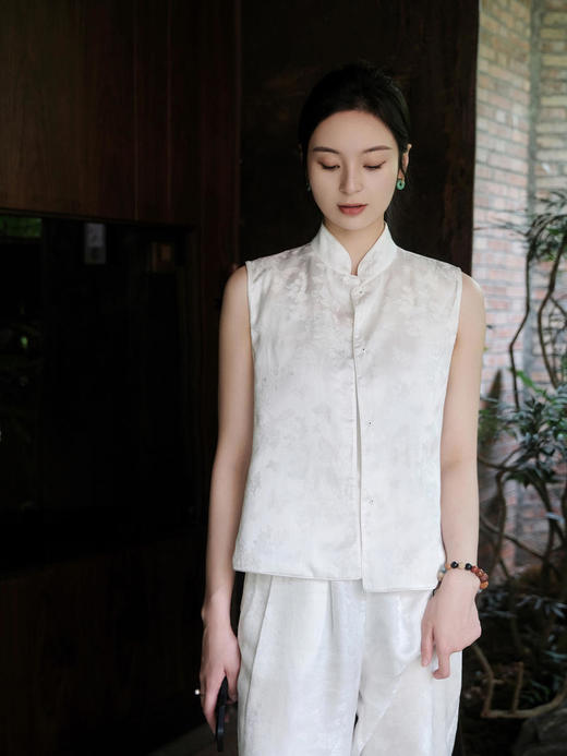 盛唐牡丹 |真丝绡如意湖亭对襟马甲 商品图8