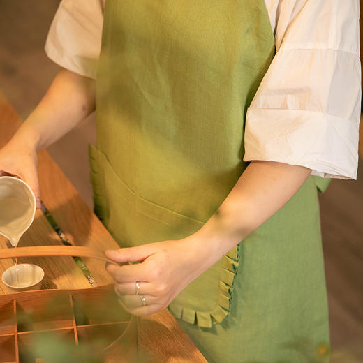 莫兰迪亚麻四色围裙厨房家用新款超好看围裙 商品图0