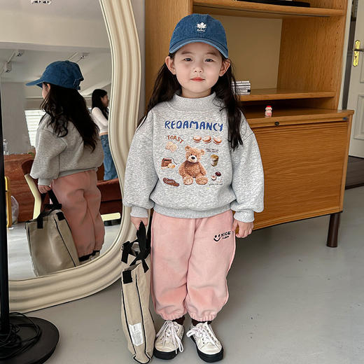 【加厚一体绒套装！抗寒升级】女童加绒卫衣秋冬装，中小童加厚一体绒套头衫上衣，，暖意加倍。轻松穿搭，时尚随行立体剪裁，质感出众lm 商品图6