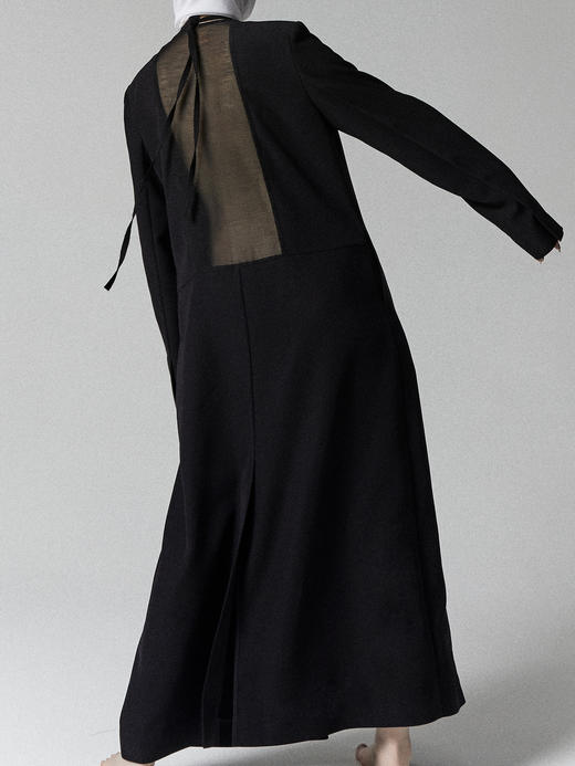 ranyepersonal｜coat 垫肩低胸系带后网纱拼接宽松西装大衣  [ 黑LELUXE22CO02 ] 商品图4