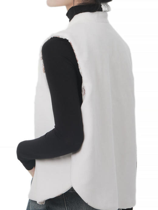 盛唐牡丹 |双面穿丝绒烫银天然玉石扣马甲 商品图13