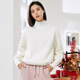 玳莎拼接设计感针织卫衣女2023年冬季新款宽松时尚半高领小众上衣  DD32302