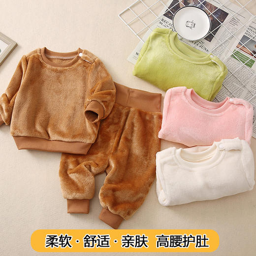 【法兰绒套装！加绒保暖】儿童套装秋冬季婴幼儿保暖，家居服宝宝百搭睡衣，亲肤保暖 柔暖 舒适 细密绒毛 给宝宝温暖般的呵护lm 商品图1