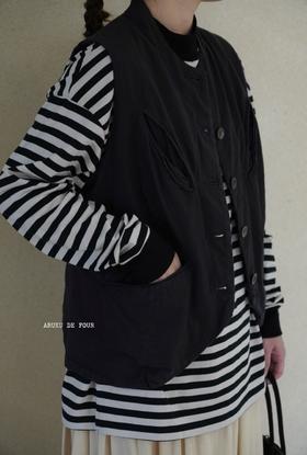 Au garcons炭黑/黑纽扣马甲