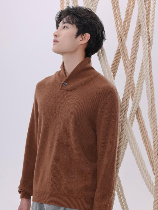 callisto“绒”系列松果褐羊绒青果领毛衣 FTKNW006C 商品图1