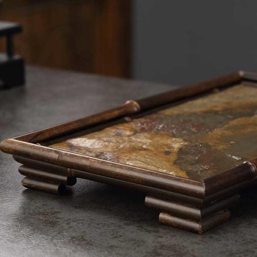 中式紫竹制岩石面干泡台功夫茶道茶具收纳盘家用茶台托盘长方形 商品图3