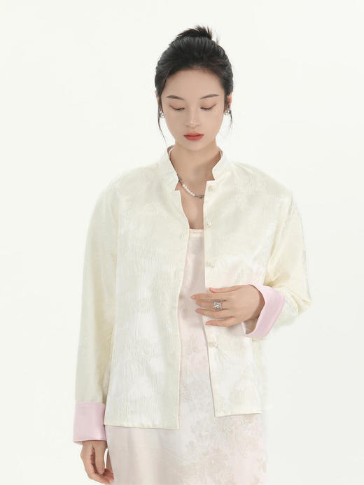 微瑕秒杀|  盛唐牡丹 |真丝提花女外套压皱工艺 [特价品](特殊商品不退不换) 商品图1