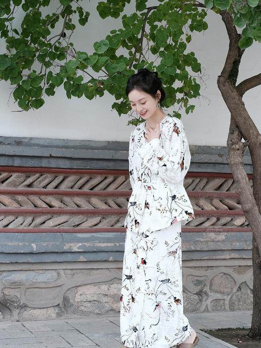 盛唐牡丹|春燕丝绒盘扣一步裙 商品图1