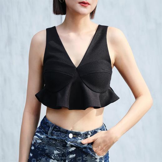 LIYIHAN 裹胸褶皱背心 Y233B09490 商品图0