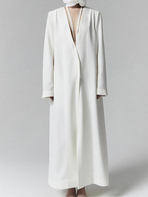 ranyepersonal｜coat 垫肩低胸系带后网纱拼接宽松西装大衣  [ 白LELUXE22CO01 ] 商品图6