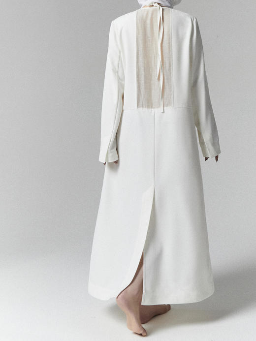 ranyepersonal｜coat 垫肩低胸系带后网纱拼接宽松西装大衣  [ 白LELUXE22CO01 ] 商品图4