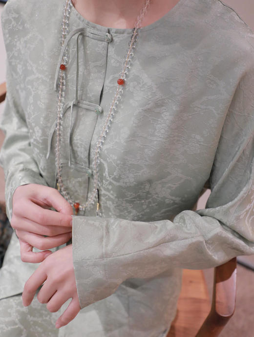 盛唐牡丹 |重磅真丝提花织金梅花纹衬衣 商品图1