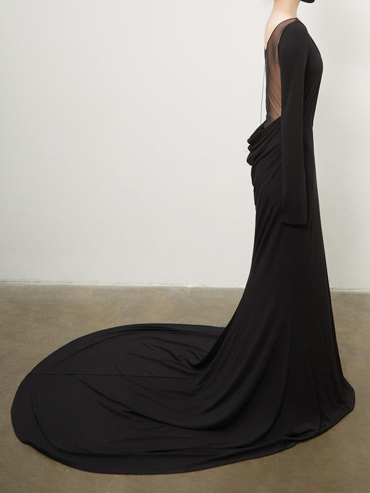 ranyepersonal｜dress 前镂空后背拼接弹力针织连衣裙 [ 黑BODY23DR01  ] 商品图2