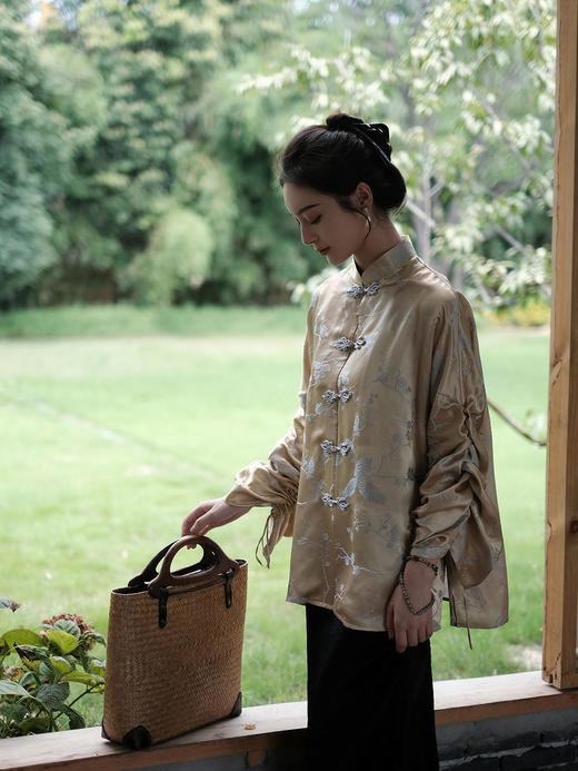 盛唐牡丹 |金鱼扣抽绳新中式女上衣 商品图2