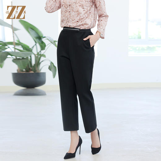 佐尔美冬季新款 气质百搭杂色皮筋腰带长裤女E24KC35 商品图1