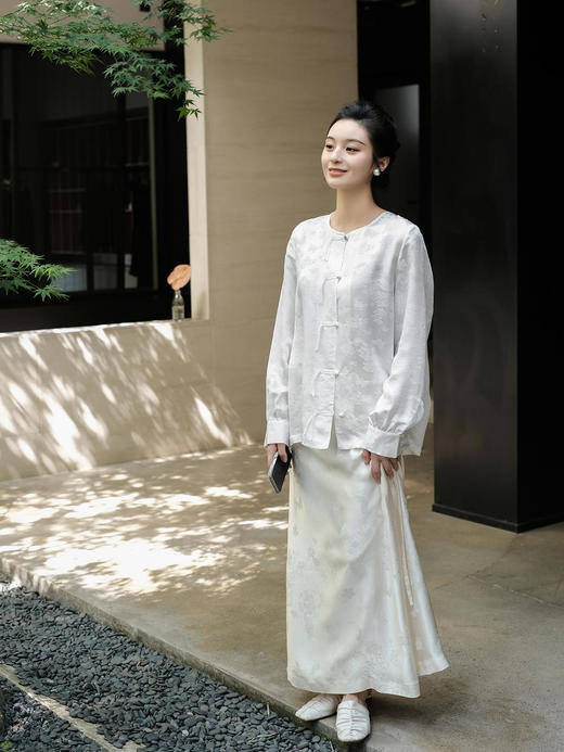 盛唐牡丹 | 真丝提花花香引蝶一片式半裙(不夹棉) 商品图0