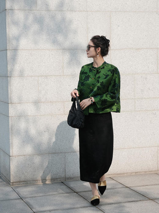 已下架| 真丝漳绒圆领外套(绿色) 商品图9