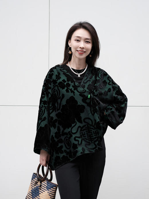 盛唐牡丹 |真丝丝绒双面穿女外套 商品图0