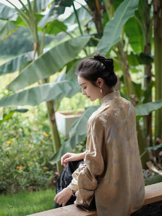 盛唐牡丹 |金鱼扣抽绳新中式女上衣 商品图4