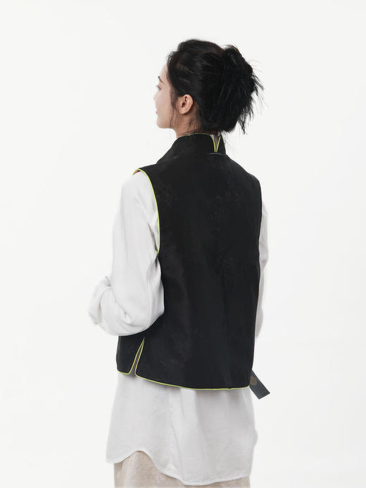 瑕疵 |盛唐牡丹| 繁花似锦真丝锦缎+香云纱两面穿手推绣马甲[特价品](特殊商品不退不换) 商品图4