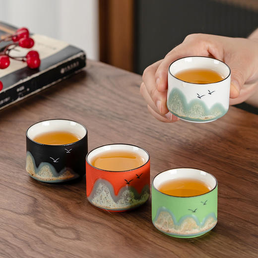 「四只礼盒装！国潮茶杯」创意节日礼品茶具单杯酒杯陶瓷茶碗品茗主人杯礼盒伴手礼餐饮用具 商品图2