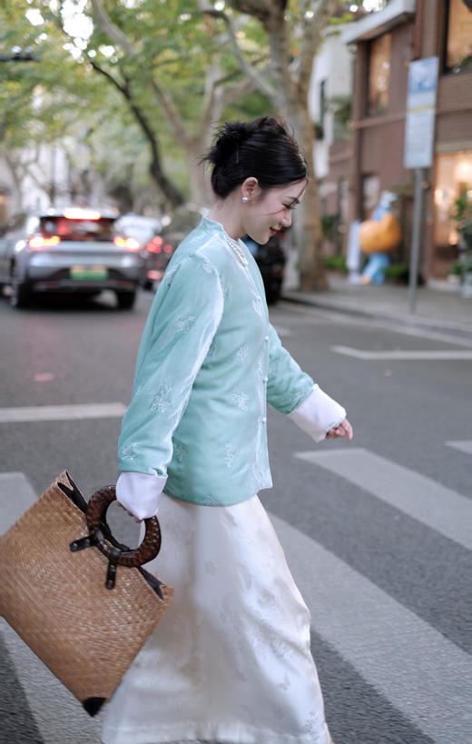 盛唐牡丹 | 真丝提花花香引蝶一片式半裙(不夹棉) 商品图10