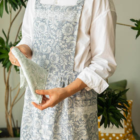 蔓延繁花双色围裙厨房家用新款超好看围裙