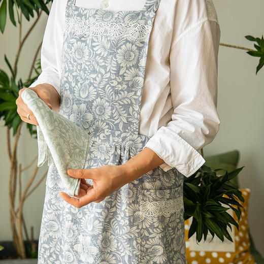 蔓延繁花双色围裙厨房家用新款超好看围裙 商品图0