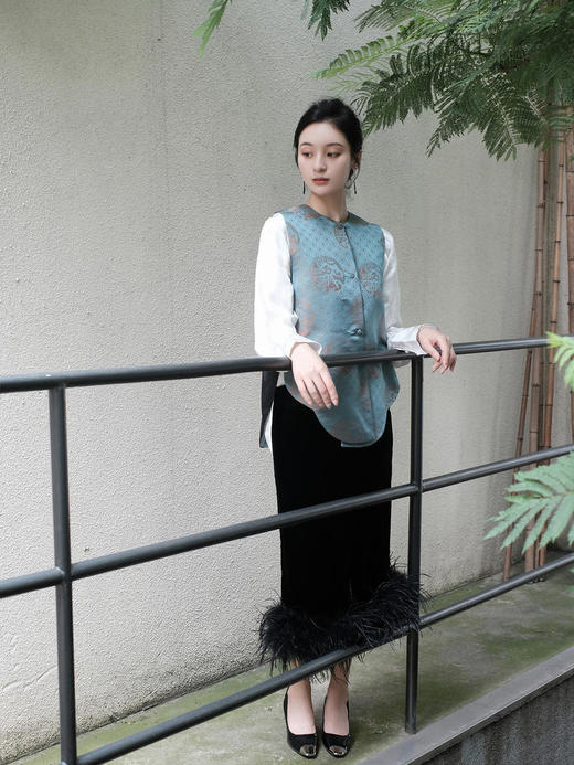 盛唐牡丹 |忆鹿华亭花锦缎双面穿马甲 商品图7