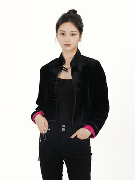 盛唐牡丹 |短款真丝丝绒复古小外套