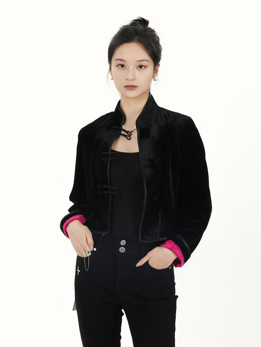 盛唐牡丹 |短款真丝丝绒复古小外套 商品图0