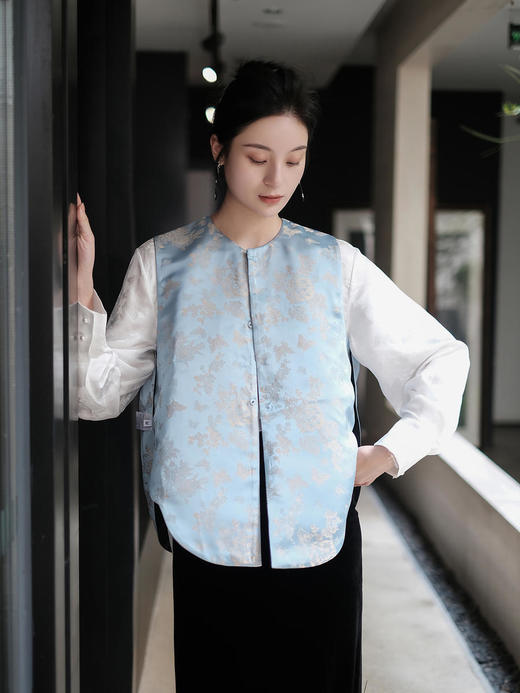 盛唐牡丹 |忆鹿华亭花锦缎双面穿马甲 商品图10