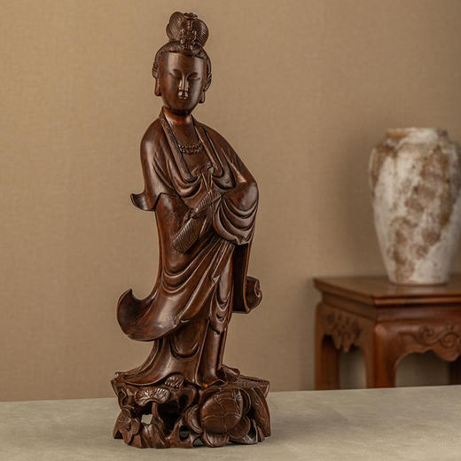 二十世纪 黄杨木雕观音像 商品图0