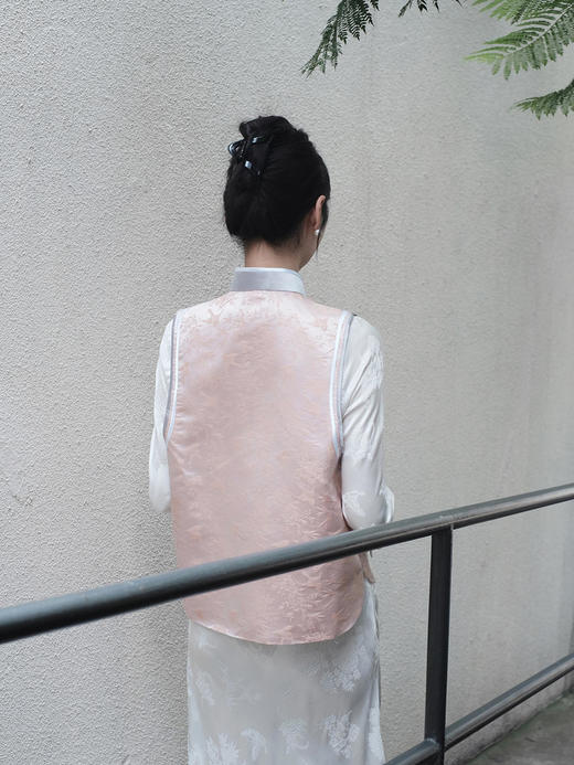 盛唐牡丹 |花锦缎喜鹊缠枝纹马甲/正反两穿 商品图6