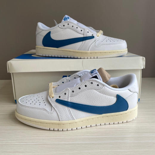 秋冬特惠💰450 公司级 # Travis Scott x Air Jordan 1 Low 乔1生胶白蓝倒勾低帮 商品图8