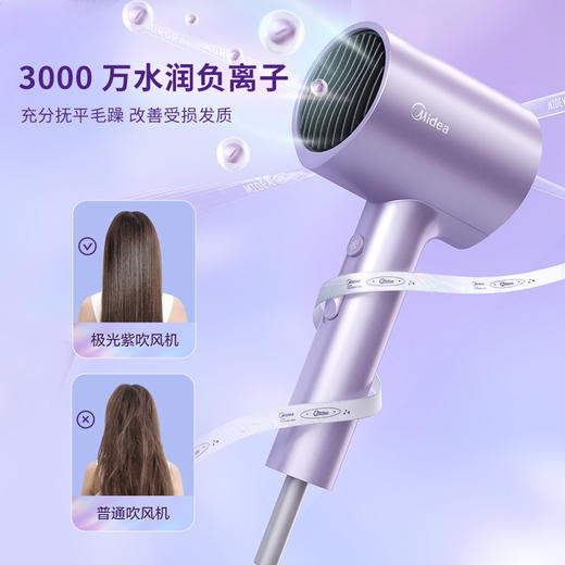 美的（Midea）MB-AJ0504 极光紫 千万负离子电吹风 大功率 家用速干柔顺护发吹风筒 电吹风机 节日礼物 商品图5
