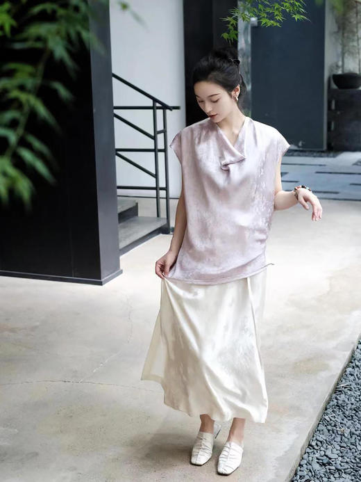 盛唐牡丹 |真丝提花荡领上衣 商品图7