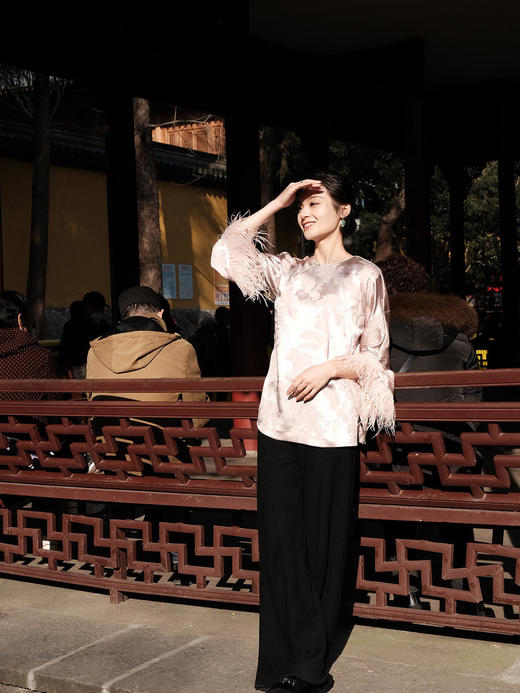 盛唐牡丹 |新中式鸵鸟毛上衣 商品图4