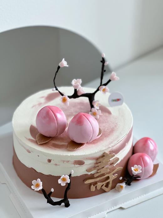 祝寿奶油蛋糕 | 鲜果原味奶油 - 流金岁月（图片为8寸 寿桃 梅花手工翻糖制作） 商品图1