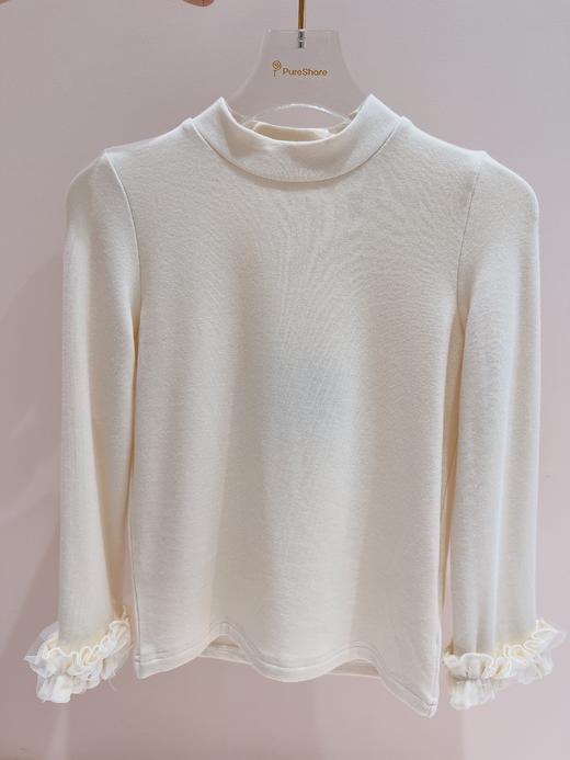 花边袖打底衫 杏色 商品图0