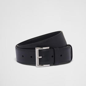 PRADA 普拉达 女士皮革金属珐琅三角徽标腰带 黑色 1CC545 8NQ F0002