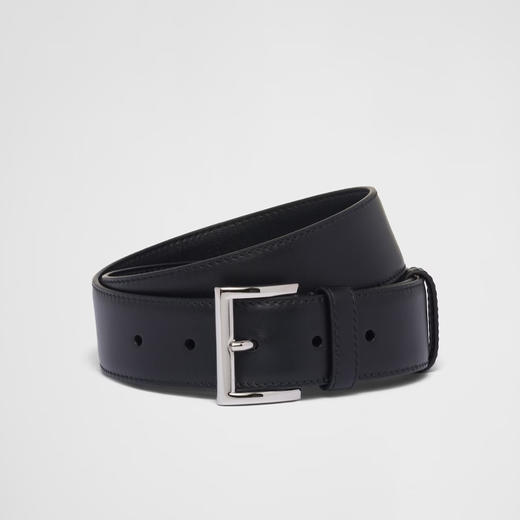 PRADA 普拉达 女士皮革金属珐琅三角徽标腰带 黑色 1CC545 8NQ F0002 商品图0
