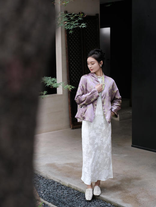 盛唐牡丹 |真丝提花梅兰竹菊外套/可正反两穿 商品图10